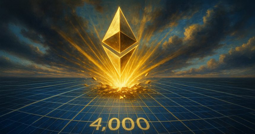 Ethereum rallies exceeding $4,000 after surges of 50% in a month